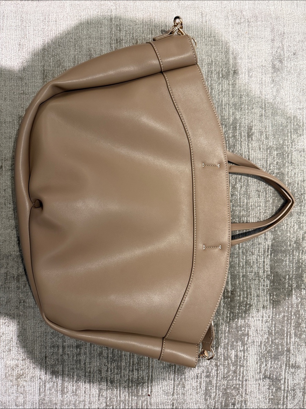 Classic Taupe Leather Tote Bag